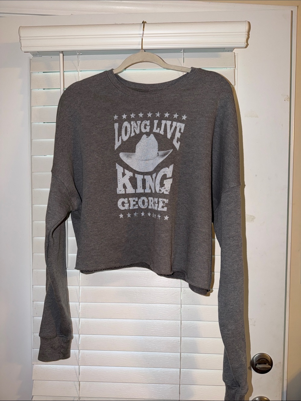 Long Live King George Gray Cropped Sweatshirt